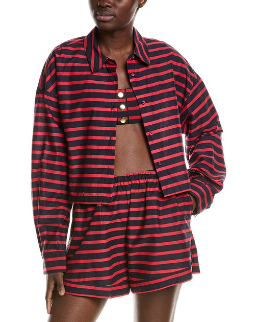 Chemise Boutonnée Cropped WeWoreWhat Rouge Small 2