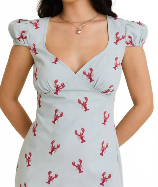 LE LIS Catch Of The Day Lobster Dress Blue Small 4