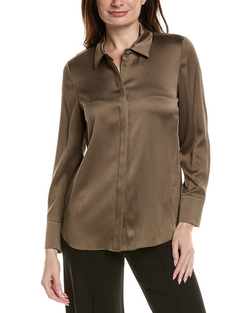 Lafayette 148 New York Scottie Bluse Grau Small 2
