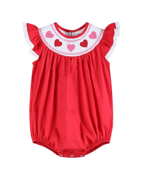 Lil Cactus Lace Smocked Romper Red US 2T 2
