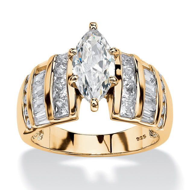 Palm 3.87 TCW Marquise-Cut Cubic Zirconia Ring Silver US 10 2