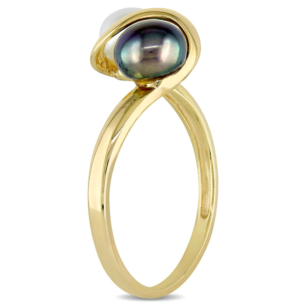 Mimi & Max Pearl Ring White and Black US 7 4