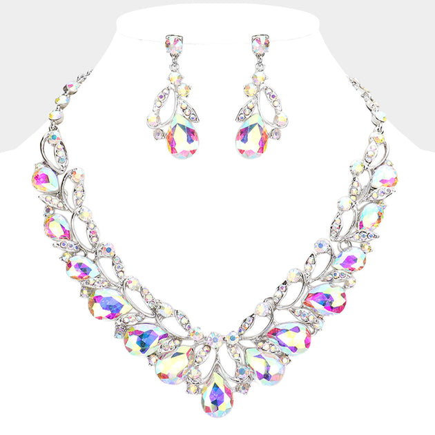 FASHNZFAB Leaf Evening Necklace Red 4