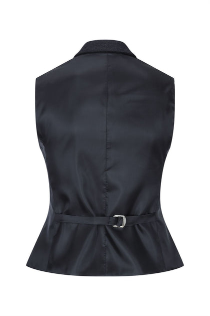 Infinity Womens Herringbone Tweed Waistcoat Black US 14 4