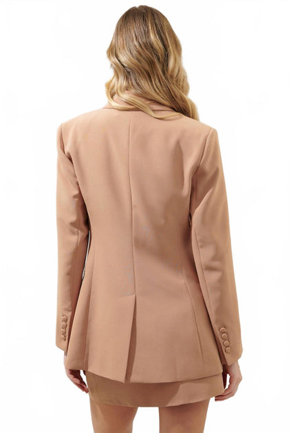 SUGARLIPS Chelsea Fitted Notch Lapel Blazer Brown 1X 4