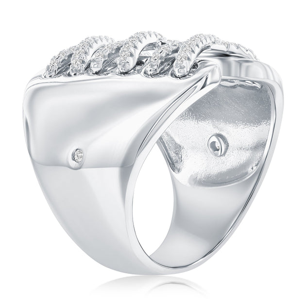 Suzy Levian Wide Triple Cross Over Ring Silver US 9 3