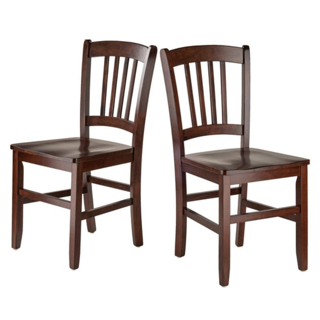 Hivvago Madison Slat-back Chair Set Walnut 2