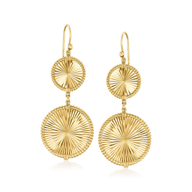 Ross-Simons Faceted Circle Drop Earrings Gold 2