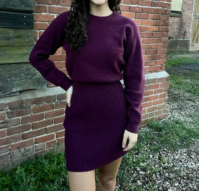 DESIGN HISTORY Kaden Sweater Dress In Plum | ShopSimon
