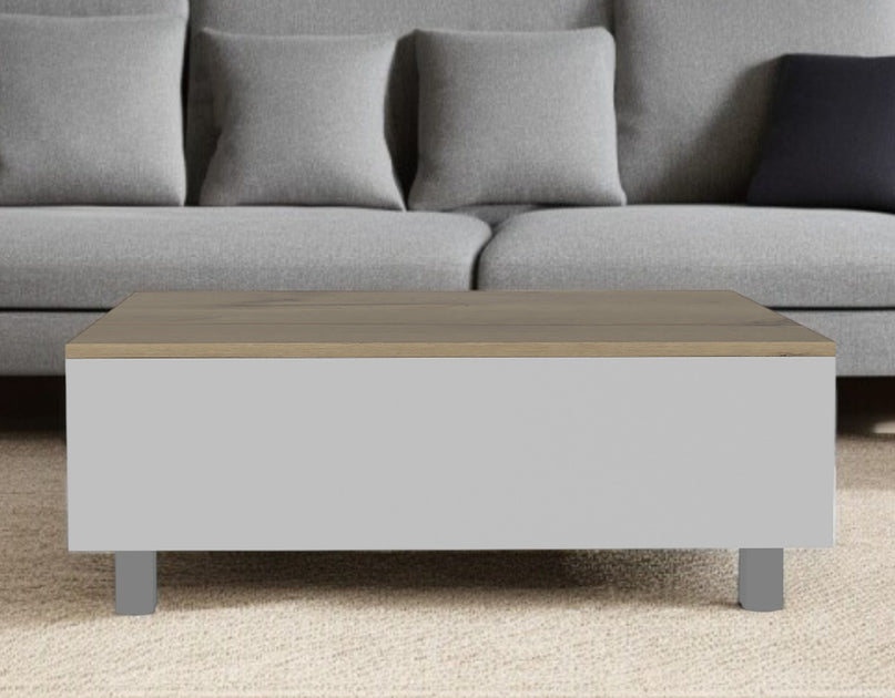 Hivvago 32 inch Lift Top Coffee Table White And Light Oak 2