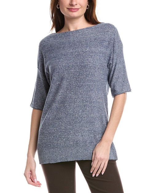 Lafayette 148 New York Pull Décontracté Mélange Lin Gris Medium 2