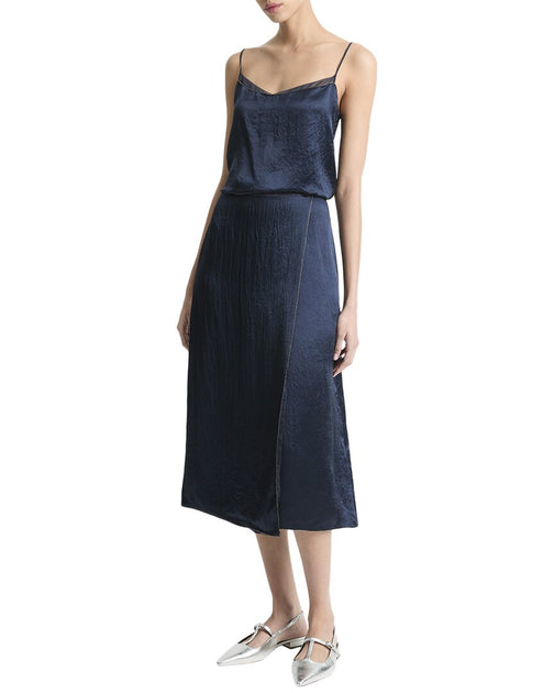 Vince Beaded Boarder Front Slit Skirt Blue US 2 4