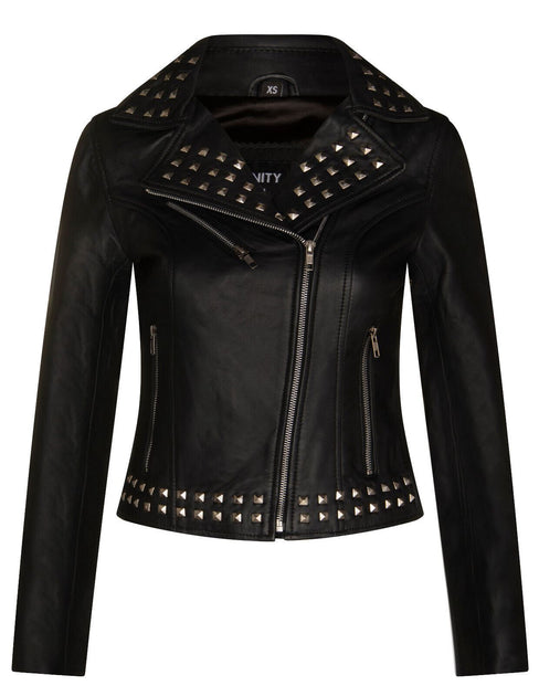 Infinity Womens Gothic Biker Leather Jacket Black 4XLarge 2