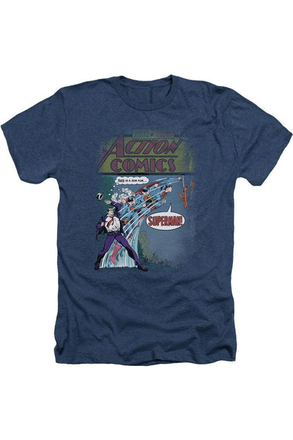 Gildan Superman Quick Change Heather Tee Blue Small 2