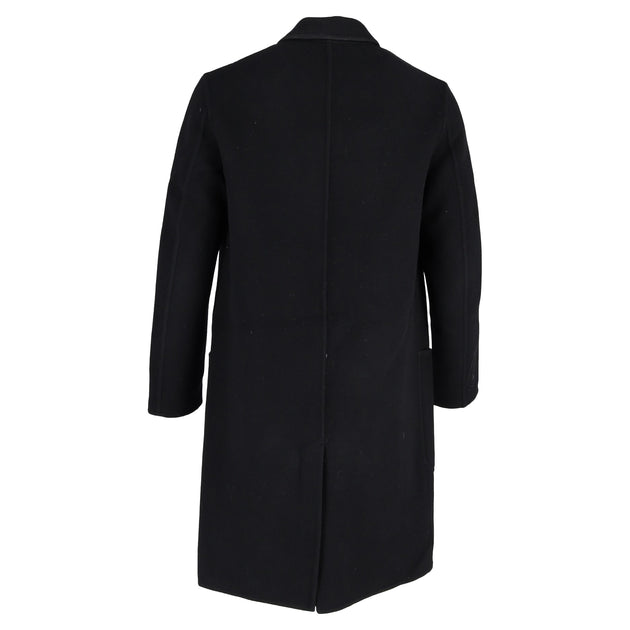 ami Paris Single Breasted Coat In Black Wool | ShopSimon