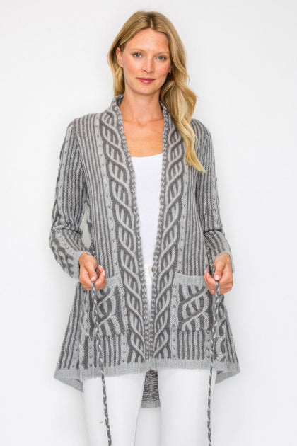 TRUEDAMES Open Wool Cardigan Grey Small 4