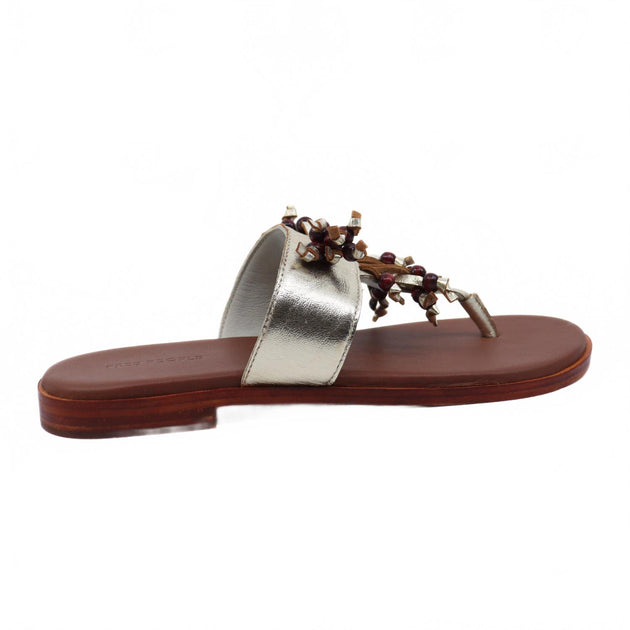 Free People Sadie Fringe Sandal Silver US 10 3