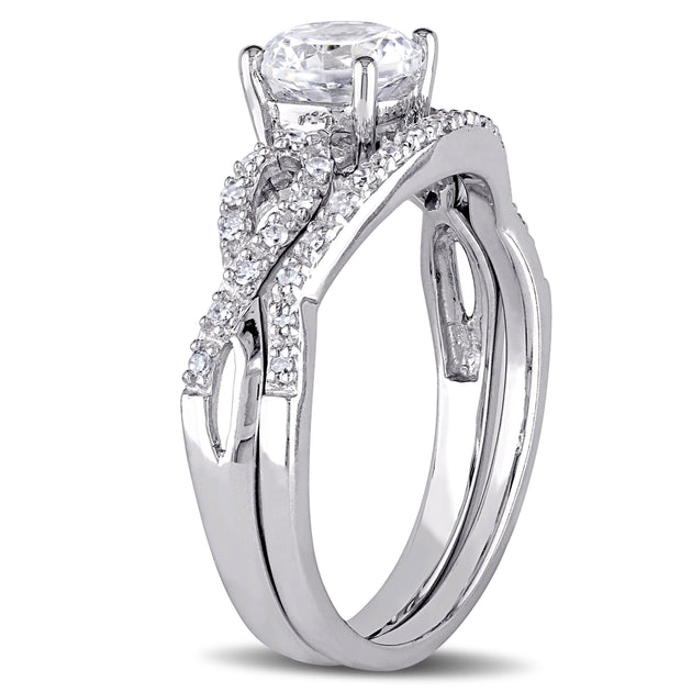Mimi & Max Created White Sapphire Diamond Bridal Set White Gold US 10 4