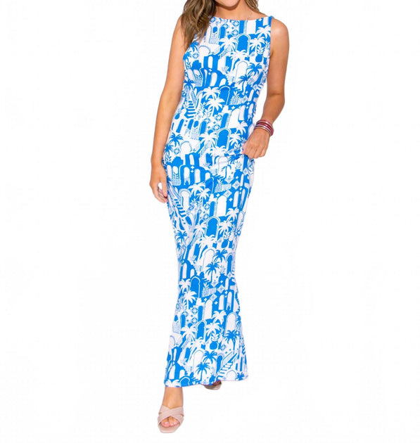 Sugarlips Stairway To Santorini Maxi Dress Blue Medium 2