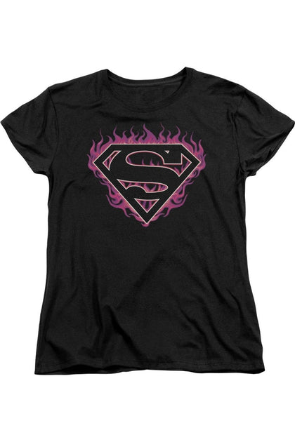 Gildan Superman Fuchsia Flames T-Shirt Black Small 2
