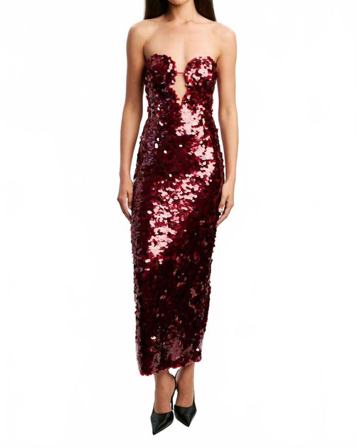 Robe à Paillettes Bardot Braya Rouge Small 2