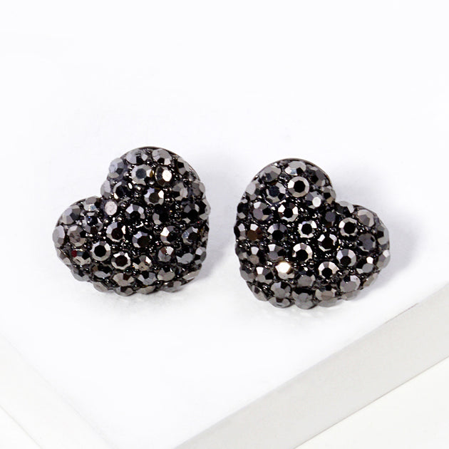 FASHNZFAB Crystal Pave Heart Stud Earrings Purple 5
