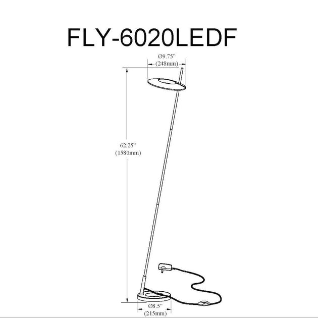 Dainolite Finley Floor Lamp Silver 3