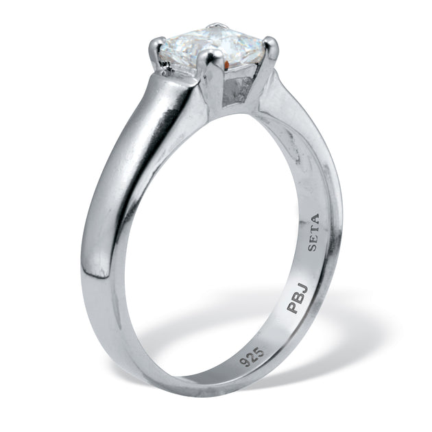 Palm .90 CW CZ Platinum-Plated Sterling Silver Ring Silver US 9 3
