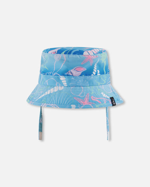 Deux par Deux Strandhut Blue Shell Print Blau 18-24 Monate 2