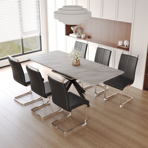 Streamdale Furniture Extendable Dining Table Set Brown 7