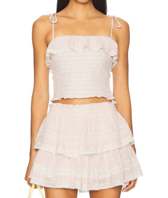 LoveShackFancy Renada Eyelet Top White Small 2