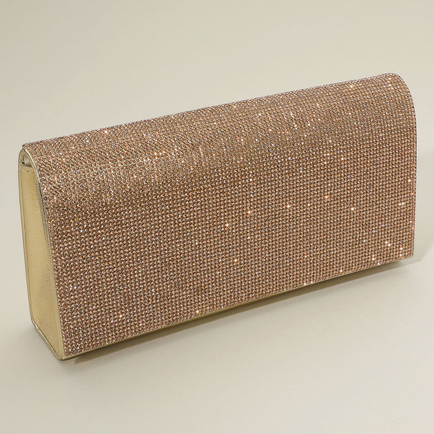 FASHNZFAB Bling Studded Clutch Crossbody Bag Silver One Size 5