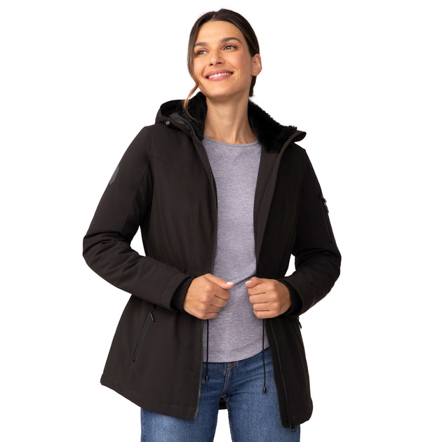 Free Country Women's Thermo Super Softshell Zip Up Jacket Brown Small 3