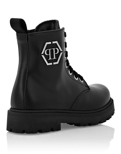 Philipp Plein Hexagon Low Lace-Up Leather Boots Black EU 25 4
