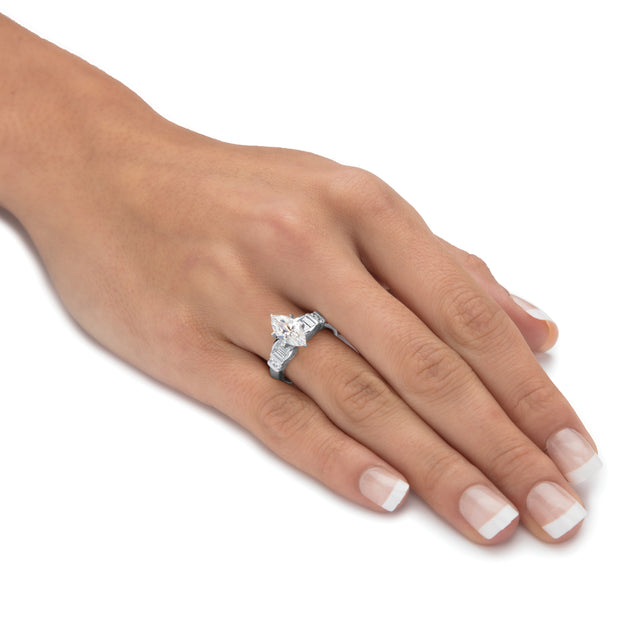Palm 2.69 Cttw Silver Cubic Zirconia Engagement Ring Silver US 7 4