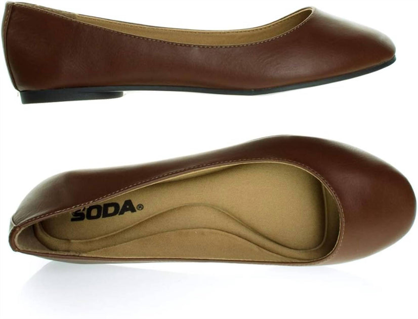 SODA Women's Ballet Flats Brown US 5.5 2