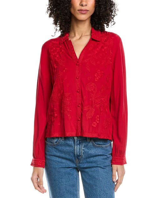 Johnny Was Aquijo Shirt Red Small 2