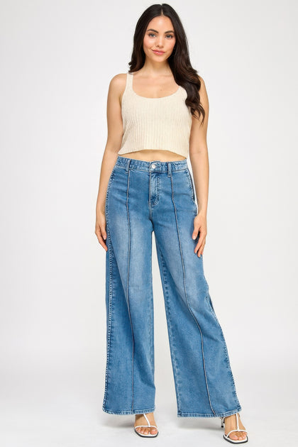 TRUEDAMES Wide Leg Jeans Medium Light Blue US 14 3