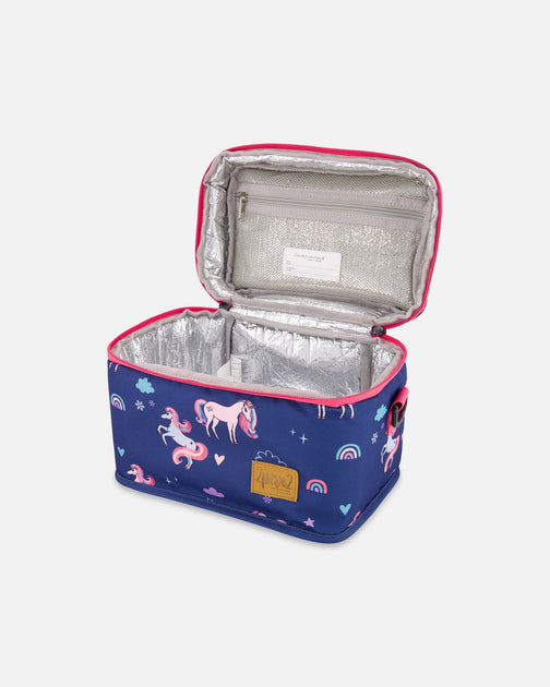 Deux par Deux Lunch Box Navy Unicorn Print One Size 4