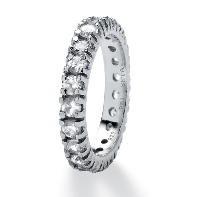 Palm 2 TCW Round CZ Eternity Band Silver US 11 3