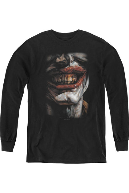 Gildan Batman Smile Of Evil Youth Long Sleeve Tee Black Medium 2