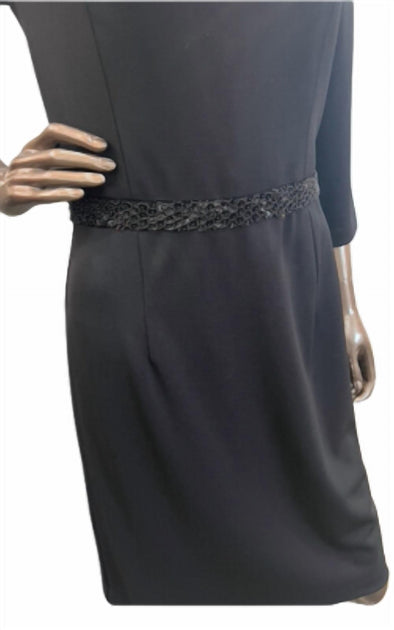 Aidan Mattox Beaded Waist Dress Black US 12 3
