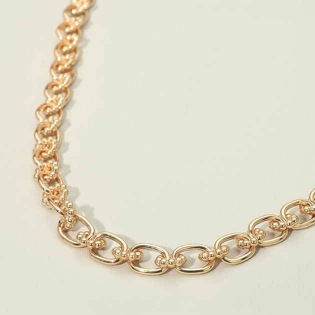 FASHNZFAB Bubble Floral Link Chain Necklace Silver 4