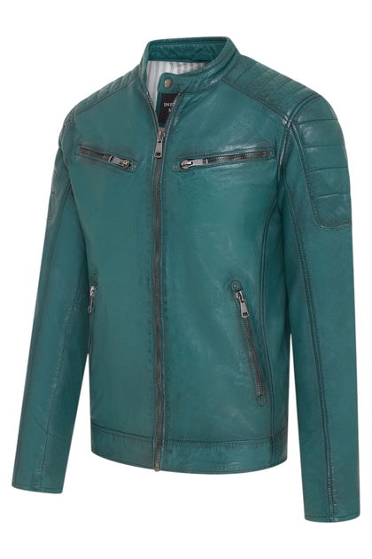 Infinity Derry Leather Biker Jacket Blue Large 4