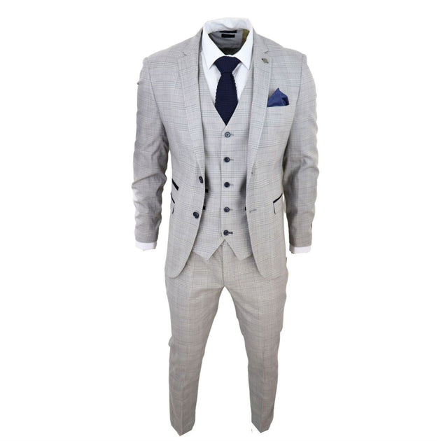 Oliver Tweed Men's 3 Piece Suit Grey Check US 34 Regular 3