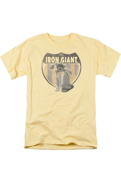 Gildan Iron Giant Patch Short Sleeve Adult Tee Yellow Large 2