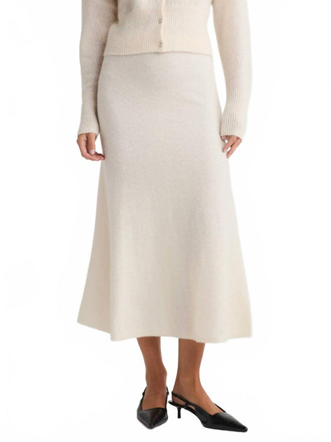 White + Warren Isla Midi Skirt Beige XS 4