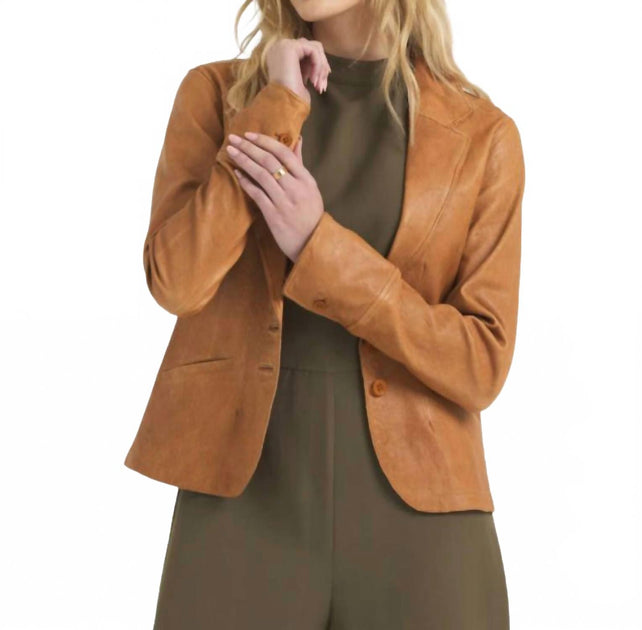 Jakett Amelia Blazer en Cuir Marron Large 4