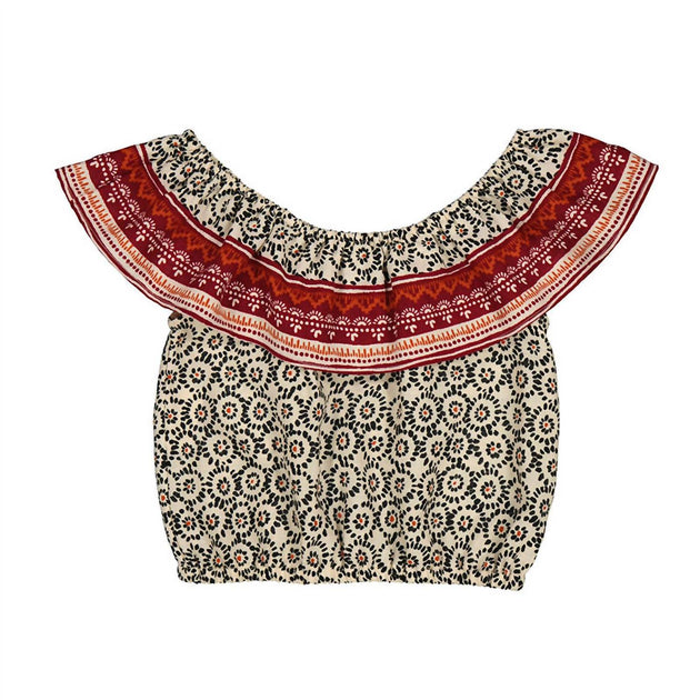 Mayoral Girls Printed Blouse Brown US 12 2