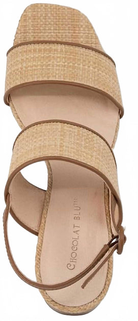 Chocolate Blu Darla Double Strap Block Heel Sandal Beige US 7.5 4